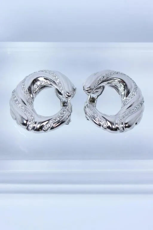 Platinum 1.30 Carat Diamond Crescent Clip On Earrings
