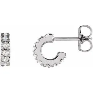 Platinum 1/4 CTW Natural Diamond French-Set Huggie Hoop Earrings