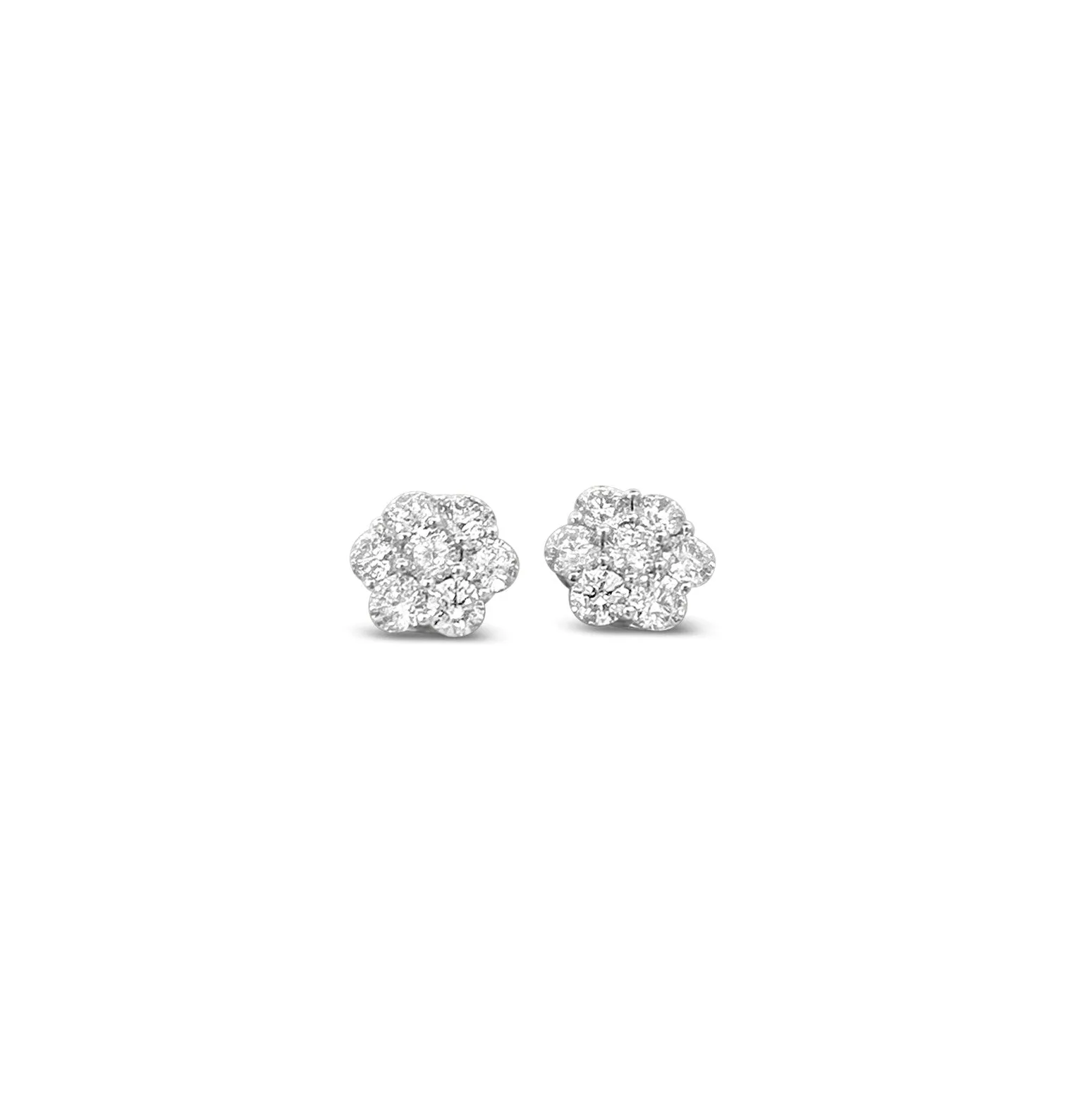 Platinum 1.45 CTW Diamond Cluster Stud Earrings