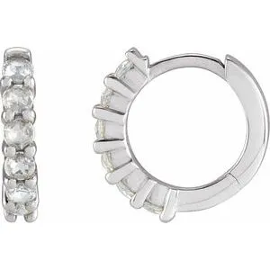 Platinum 1/5 CTW Rose-Cut Natural Diamond 12.2 mm Huggie Hoop Earrings