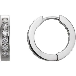 Platinum 15 mm 1/2 CTW Natural Diamond Inside-Outside Hoop Earrings