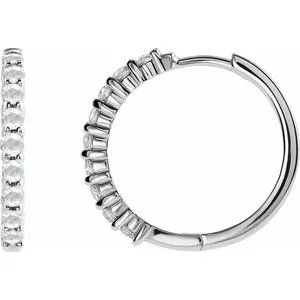 Platinum 1/6 CTW Rose-Cut Natural Diamond 20 mm Huggie Hoop Earring