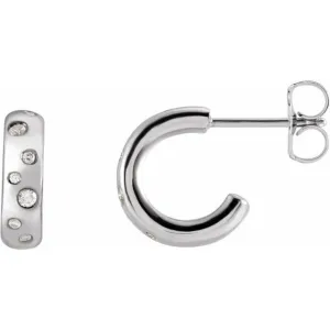 Platinum 1/8 CTW Diamond Hoop Earrings