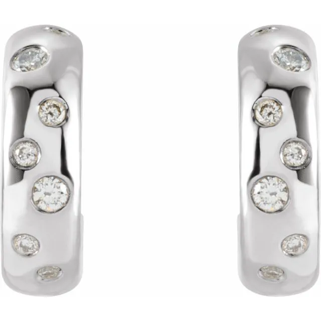 Platinum 1/8 CTW Diamond Hoop Earrings