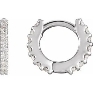 Platinum 1/8 CTW Natural Diamond 8 mm Hoop Earrings