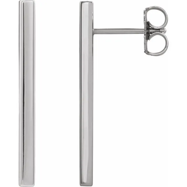 Platinum 24x2 mm Bar Earrings