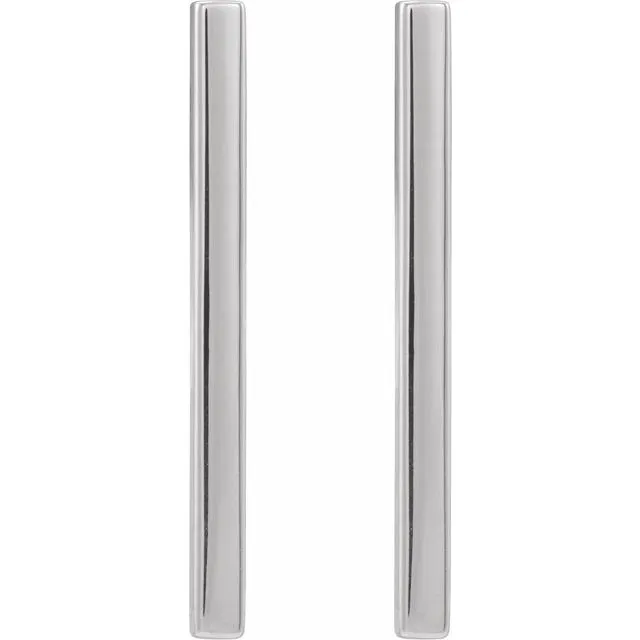 Platinum 24x2 mm Bar Earrings