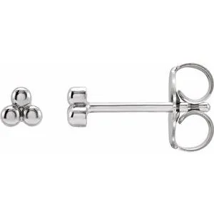Platinum 3 Beads Bead Earrings