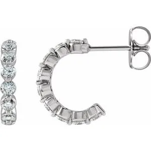 Platinum 3/4 CTW Natural Diamond 12.7 mm Hoop Earrings