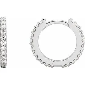 Platinum 3/8 CTW Natural Diamond 14 mm Hoop Earrings