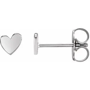 Platinum 4 mm Asymmetrical Right Heart Earring