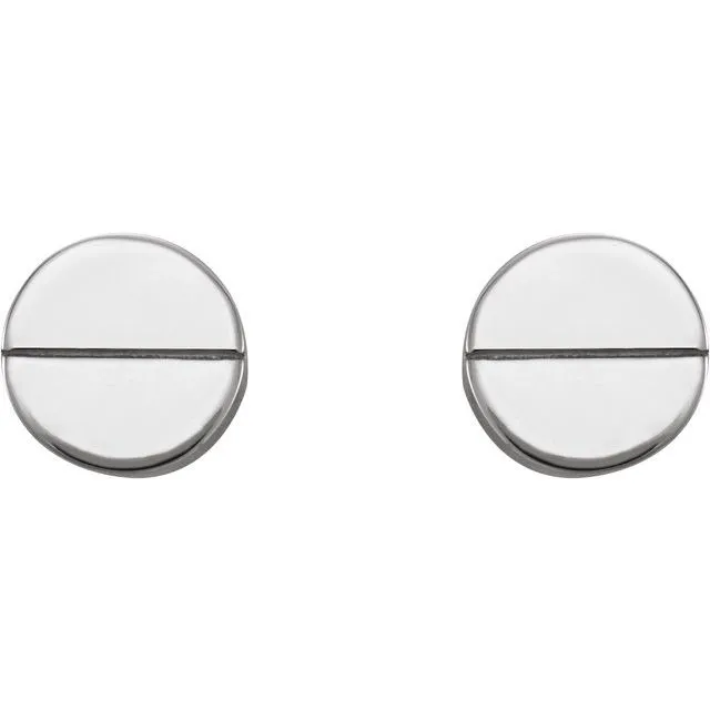 Platinum 4.9 mm Geometric Friction Closure Earrings