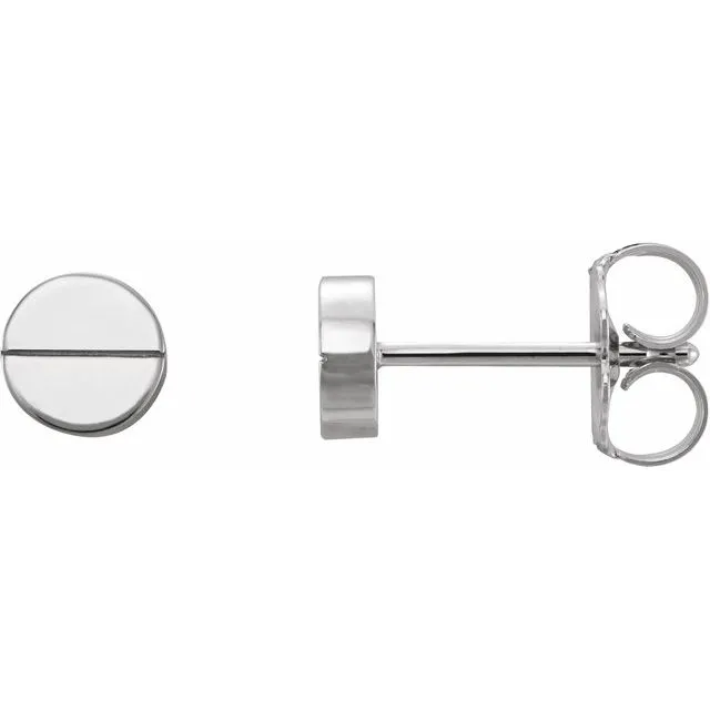 Platinum 4.9 mm Geometric Friction Closure Earrings