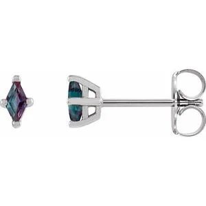 Platinum 4x2 mm Lab-Grown Alexandrite Earrings