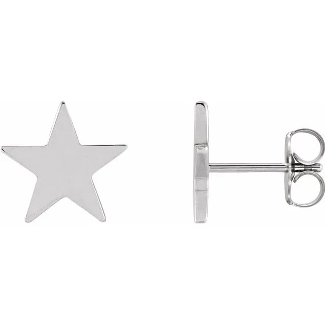 Platinum 6.2 mm Star Friction Post & Back Earrings