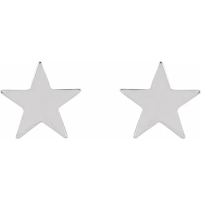 Platinum 6.2 mm Star Friction Post & Back Earrings