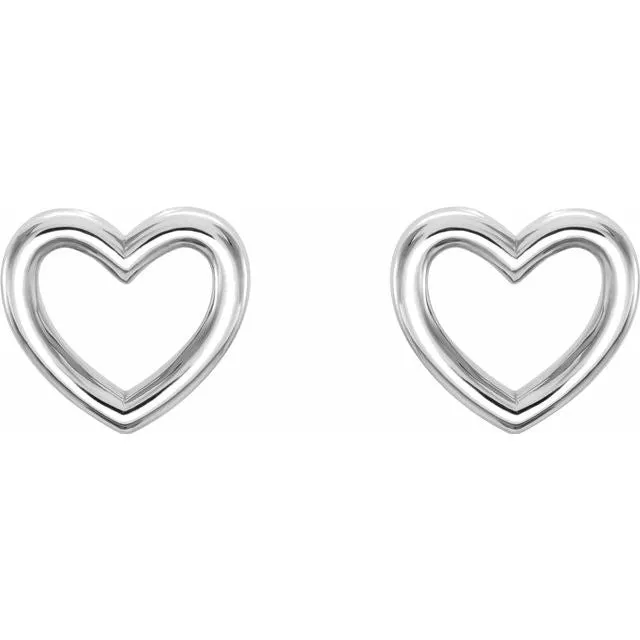 Platinum 8.7x8 mm Heart Earrings