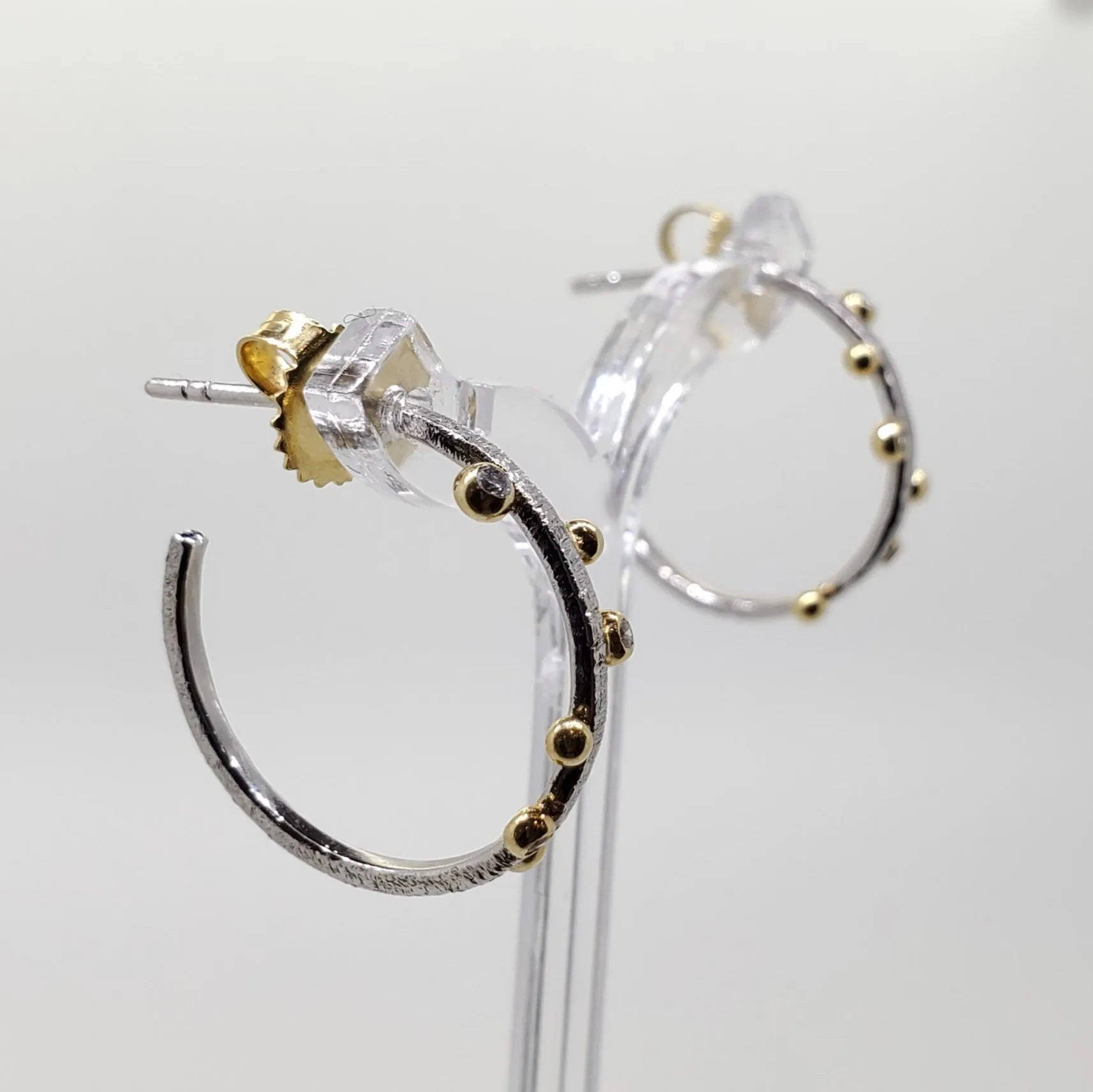 Platinum and Gold Hoop Earrings