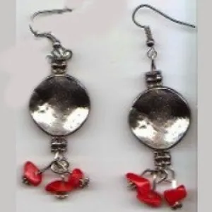 Platinum and Red Earrings (special order - sold out)