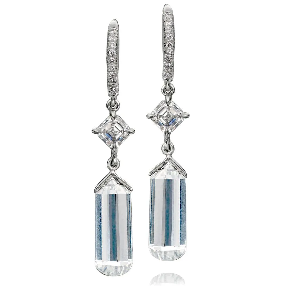 Platinum Briolette Diamond Dangle Earrings 3.09 Carats