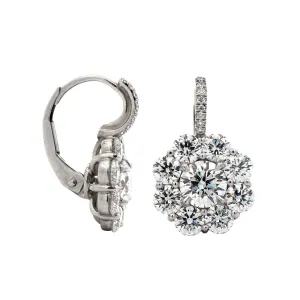 Platinum Diamond Cluster Stud Earrings