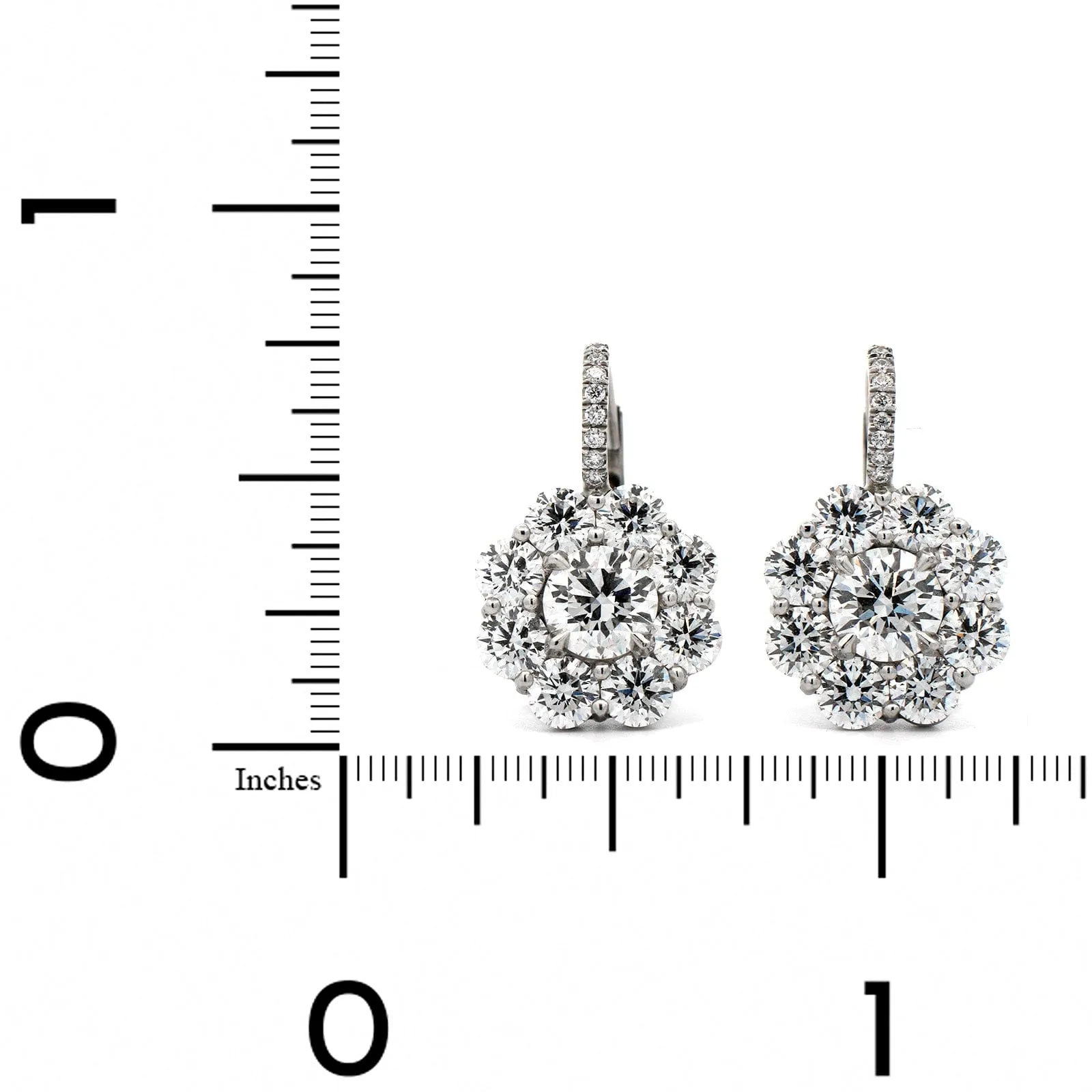 Platinum Diamond Cluster Stud Earrings