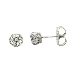 Platinum Filigree Diamond Stud Earrings (1.6cttw)