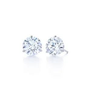 Platinum Kwiat Round Brilliant Diamond Stud Earrings, 0.70ctw