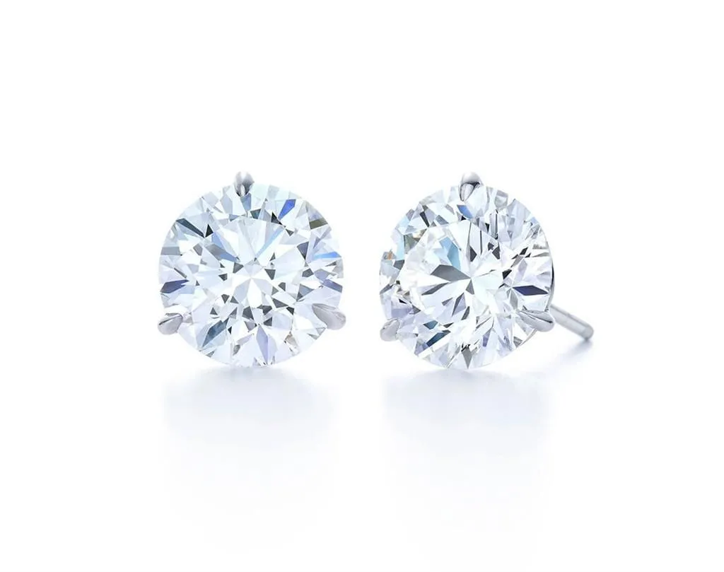 Platinum Kwiat Round Brilliant Diamond Stud Earrings, 2.00ctw