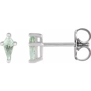 Platinum Lab-Grown Green Sapphire Earrings