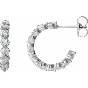 Platinum Lab-Grown Moissanite 16.5 mm Hoop Earrings
