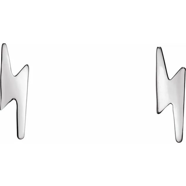 Platinum Lightning Bolt Earrings