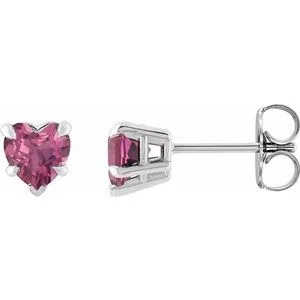 Platinum Natural Pink Tourmaline Stud Earring