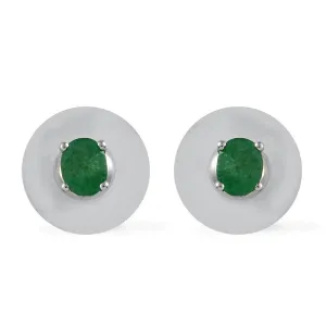 Platinum over Sterling Silver African EMERALD Stud Earrings (0.65 ct.)