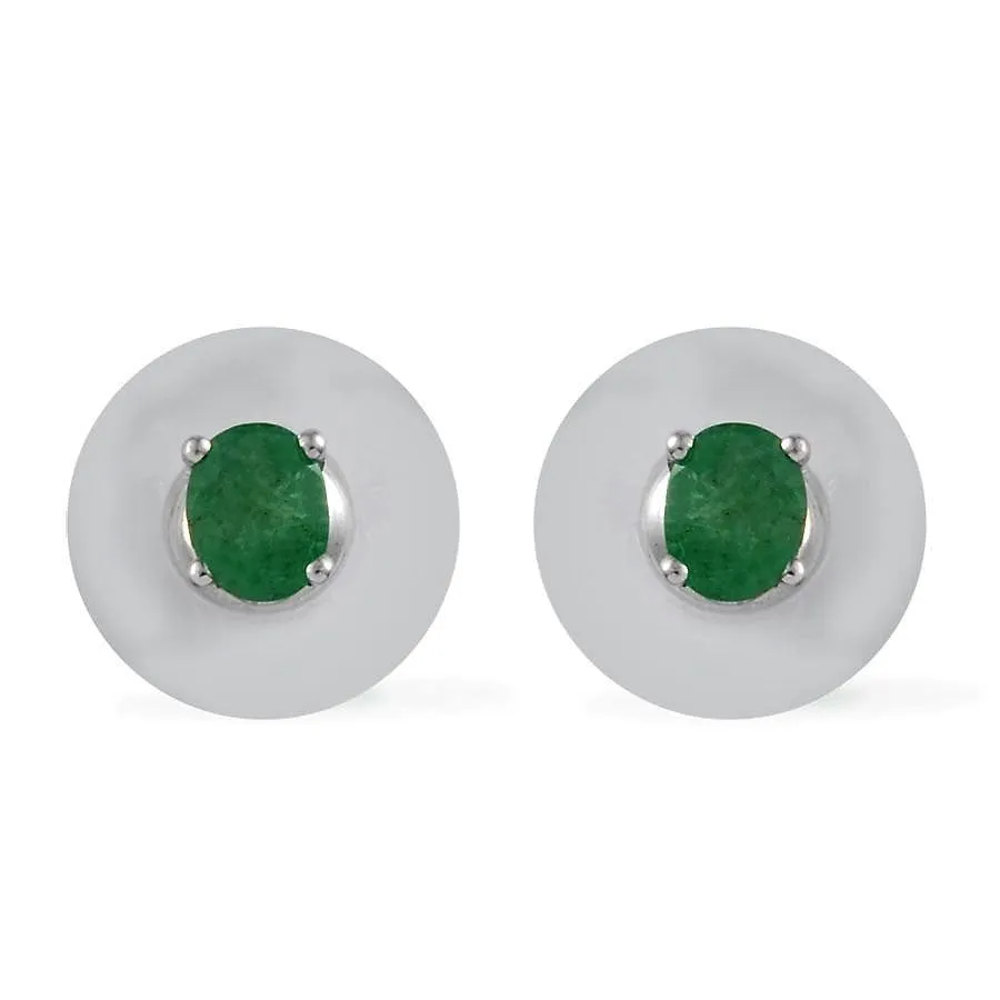 Platinum over Sterling Silver African EMERALD Stud Earrings (0.65 ct.)