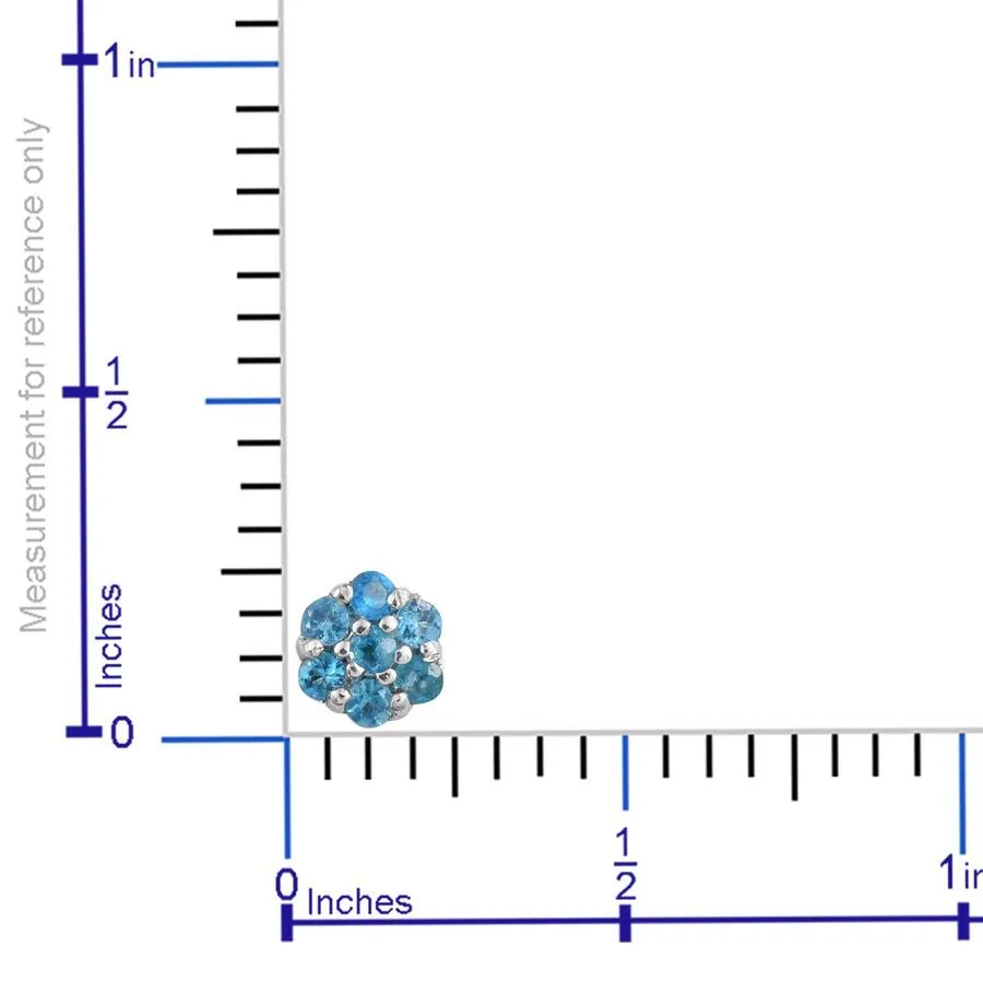 Platinum over Sterling Silver Neon Apatite Cluster Stud Earrings (.320ct)