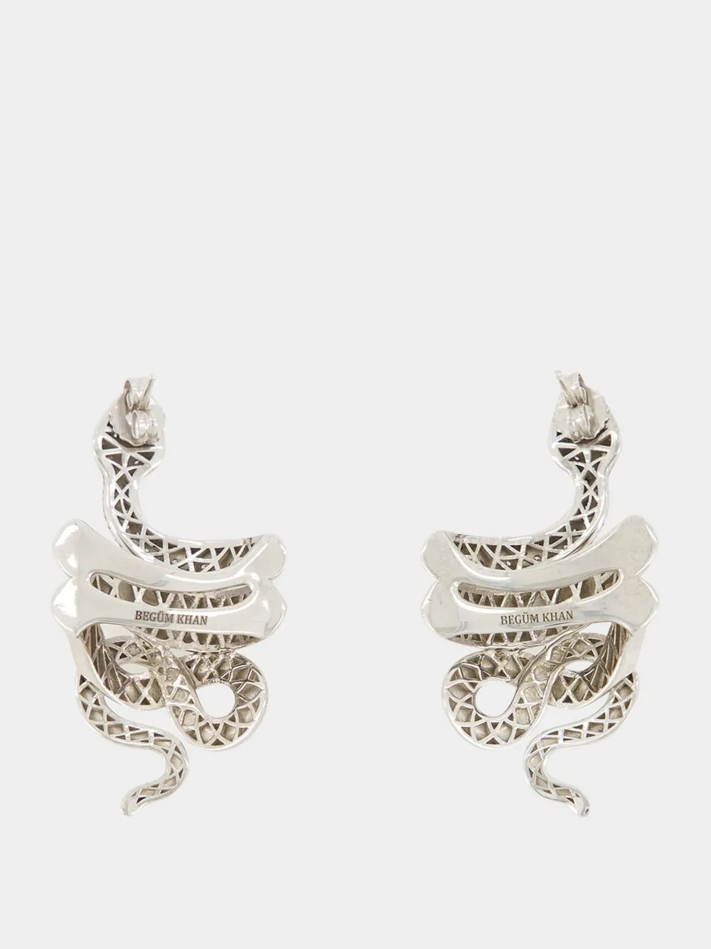 Platinum-Plated Snake Earrings