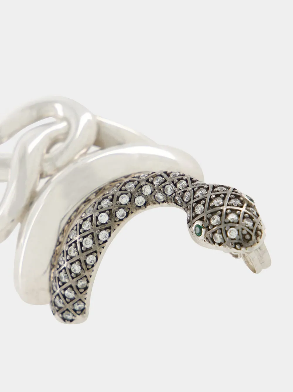 Platinum-Plated Snake Earrings