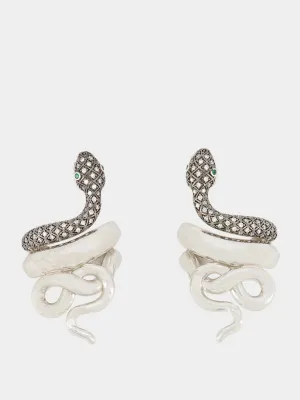 Platinum-Plated Snake Earrings