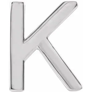 Platinum Single Initial K Earring