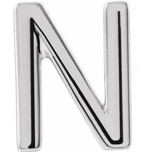 Platinum Single Initial N Earring