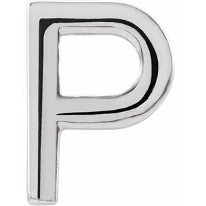 Platinum Single Initial P Earring