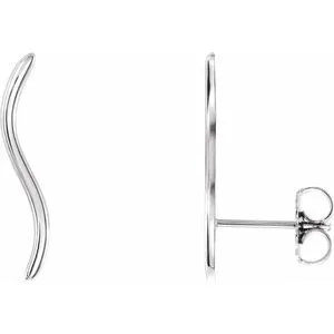 Platinum Wavy Ear Climbers