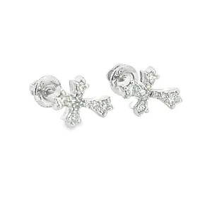 Pointed Cross Diamond Earrings .28cttw 10K White Gold