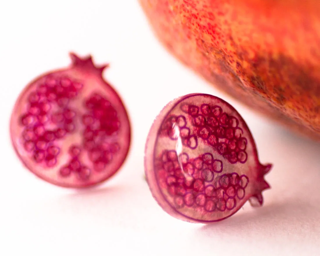 Pomegranate Fruit Stud Earrings