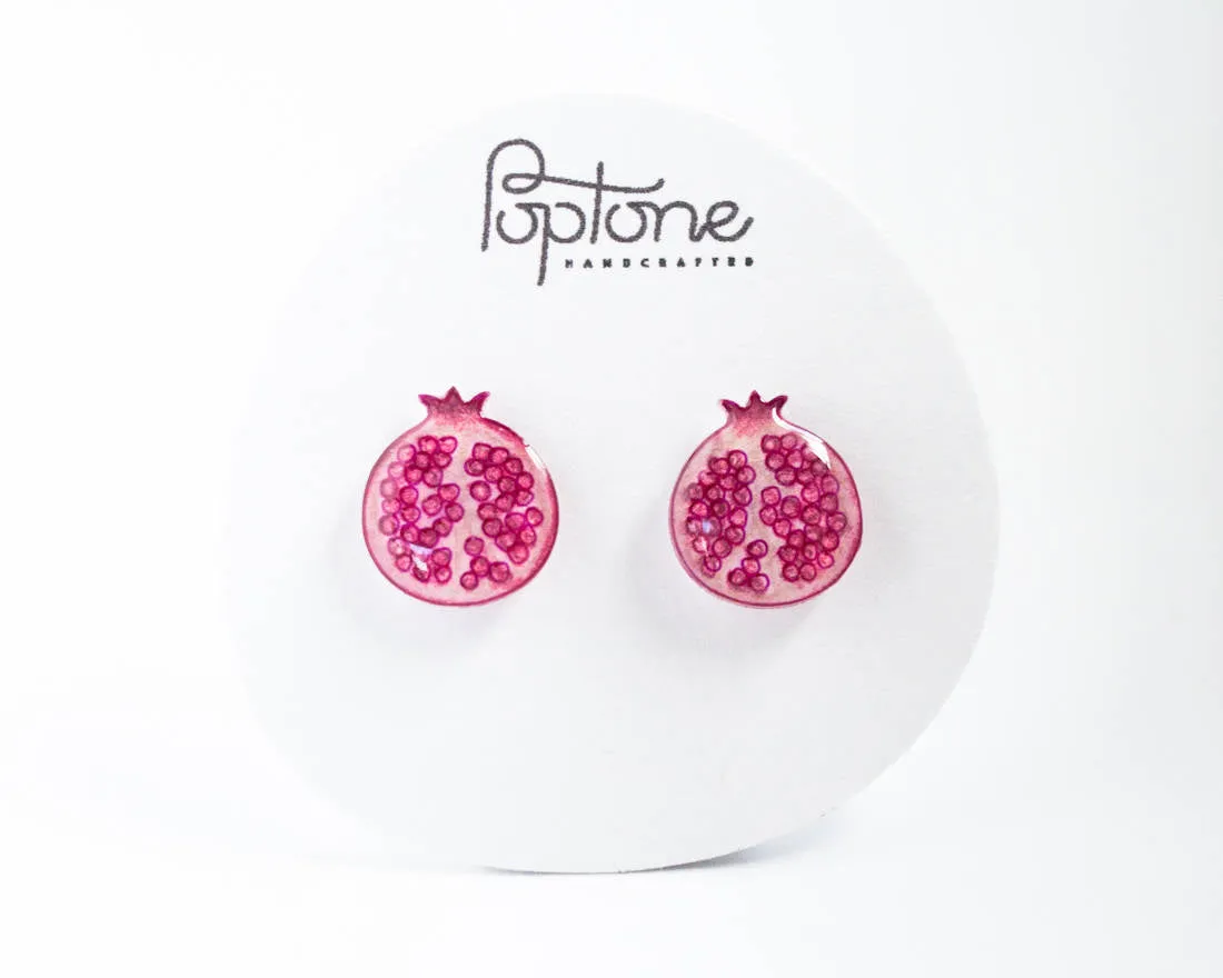 Pomegranate Fruit Stud Earrings