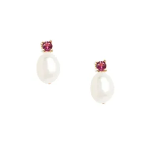 Poppy Finch Ruby Pearl Stud Earrings