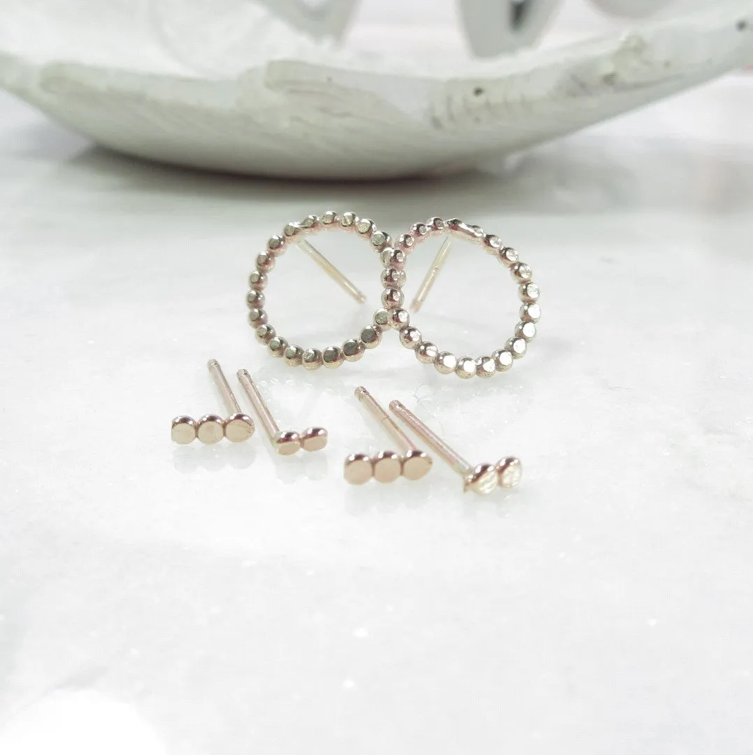 Post Earring Dotted Circle Choose Your Metal