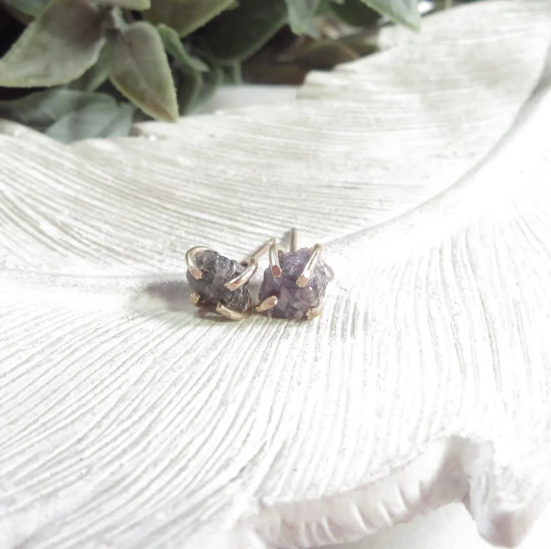 Post Earring Raw Gemstone Star Sapphire Choose Your Metal