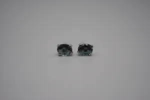 Post Earrings: Sapphires, Oval Cut, White Gold